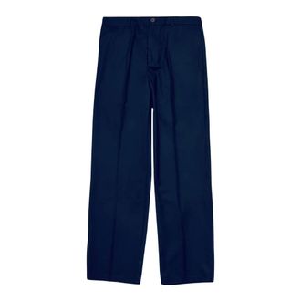Sams&oslash;e & Sams&oslash;e Wide Trousers, male, Blue, XL, Smooth Blue Trousers with Button Closure
