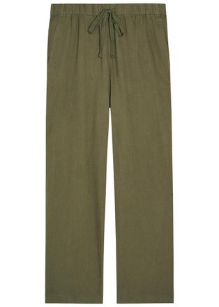 Eileen Fisher Eileen Fisher Straight-leg Cotton and Linen-blend Trousers - Olive - L (UK 18-20 / XL)