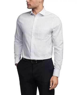 Tommy Hilfiger TH Flex Dress Shirt Mens White Plaid Oxford MAC0