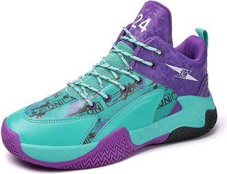 Generic Mens Fashionable Basketball Shoes Anti Slip Shock-Absorbing Wear-Resistant Youth Sports Training Walking Shoes(Moonlight,5.5 UK)