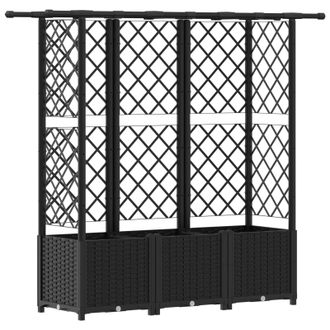 vidaXL Cama Elevada Con Trellis Y Techo Negro 163,5 X 40 X 138 Cm Pp Vidaxl