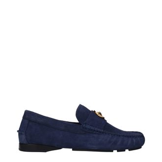 Versace Blue Leather Slip-On Mens Loafers