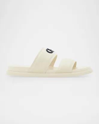 Ferragamo Men & apos;s Saint Bartheva Padded Leather Double-Strap Slide Sandals