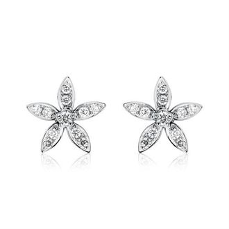 Brilladia Ohrstecker Blüten aus 585er Weißgold mit Diamanten