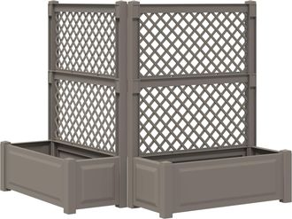 vidaXL Maceta Grande Con Trellis 2 Uds. Pp Gris Vidaxl