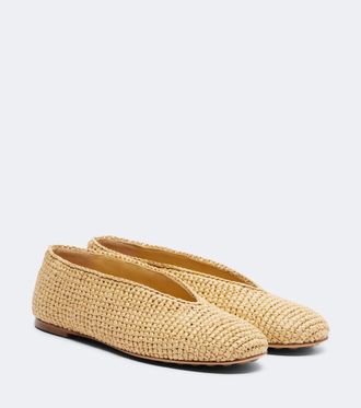 Bottega Veneta Rosa raffia ballet flats
