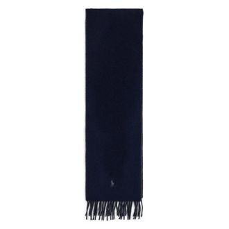 Polo Ralph Lauren Accessoires, Heren, Blauw, ONE Size, Wol, Rib-Knit Wool-Blend Sjaal