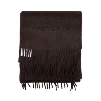 Acne Studios Winter Scarves, unisex, Brown, Size: ONE SIZE Alpaca Wool Logo Scarf