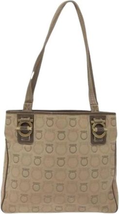 Ferragamo Pre-owned Canvas shoulder-bags - Dames - Vintage Shopper - Beige - ONE Size - Vintage