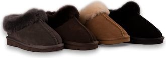 Aus Wooli Australia Australia Unisex Sheepskin Wool Traditional Ankle Slippers - Black - UK WOMEN 12/UK MEN 12