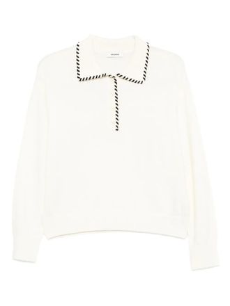 Sandro braided-trims polo top - women - Wool/Cashmere - 4 - Neutrals