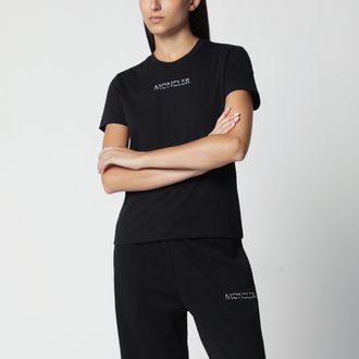 Moncler T-shirt nera in cotone con logo