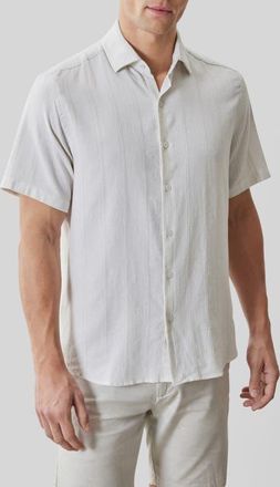 Robert Barakett Satoru Short Sleeve Button-Up Shirt in String at Nordstrom, Size Xx-Large