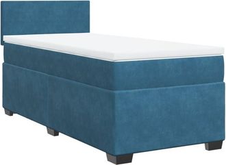 vidaXL Box Spring Bed with Mattress Dark Blue 90x200 cm Velvet Vidaxl