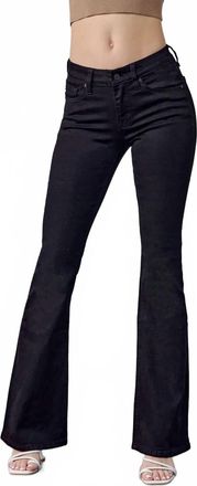 Kancan Ilene Mid Rise Flare Jeans In Black