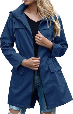Generic Womens Waterproof Jacket Quicking Dry Rain Coats Moisture Raincoat Outdoor Functional Jacket with Hood Versatile Ladies Casual Zipper Windbreaker Ther