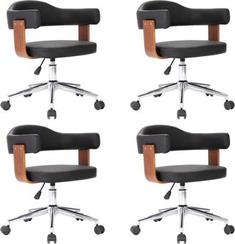 vidaXL Sillas De Comedor 4 Uds Madera Curvada Y Cuero Sint&eacute;tico Vidaxl