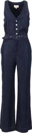 7 For All Mankind Tuta Wide Leg Tailored Jumpsuit - Dames - Jumpsuits - Blauw - XS - Leer - Jumpsuits & Playsuits