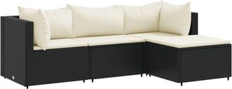 vidaXL Vidaxl - Juego de jardín con cojines 4 piezas ratán sintético negro