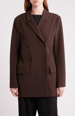 dRA Anthony Double Breasted Longline Blazer in Brown at Nordstrom, Size X-Small