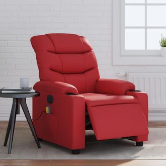 vidaXL Vidaxl - Sill&oacute;n De Masaje Reclinable El&eacute;ctrico De Cuero Artificial Rojo