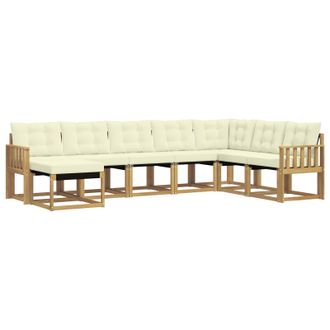 vidaXL Conjunto De Sof&aacute;s De Exterior Con Coj&iacute;n 8 Pcs Blanco Y Crema Vidaxl