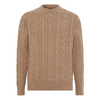 Boggi Milano Truien & Vesten, Heren, Bruin, S, Wol, Wollen trui met ronde hals