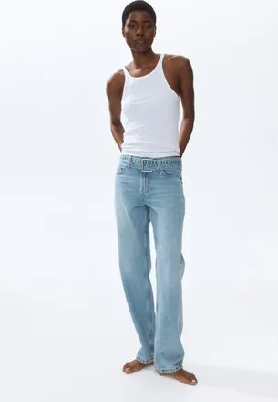 H&M Barrel-leg High-waist Jeans in Light Denim Blue at Nordstrom, Size 10
