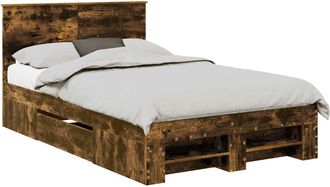 vidaXL Estructura De Cama Con Cabecera Roble Ahumado 120 X 200 Cm Vidaxl