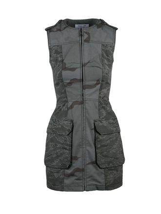 Marine Serre Grey Polyester Cotton Viscose Womens Sheath Dress