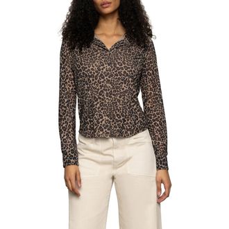 Sanctuary Mesh Button-Down Shirt in French Kitty at Nordstrom Rack, Size Medium