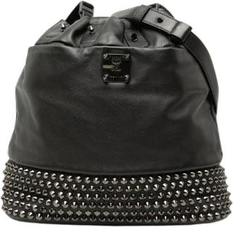 MCM Pre-owned Studded Leather Shoulder Bag - Dames - Vintage Tas - Zwart - ONE Size - Leer - Vintage