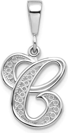 Diamond2Deal 10K White Gold Filigree Initial C Pendant