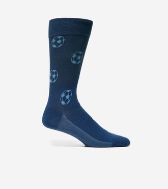 Cole Haan Mens Soccer Ball Dress Crew Socks - Blue