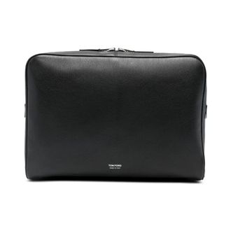 Tom Ford Tassen, Heren, Zwart, ONE Size, Leer, Grain Leather Minimal Laptop Pouch