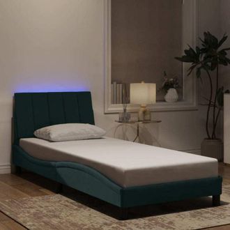 vidaXL Vidaxl - Estructura Cama Con Luces Led Terciopelo Verde Oscuro 80x200 Cm