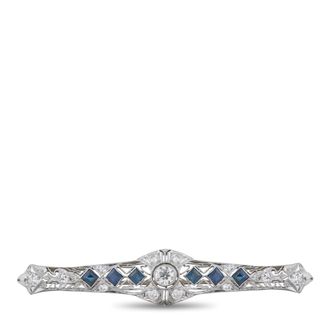 Luxury Bazaar Platinum 0.90ct Diamond and Sapphire Brooch MF14-070126