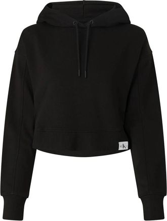 Calvin Klein Zwarte Rib Mix Sweatshirt voor Dames - Dames - Hoodies - Zwart - M - Katoen - Hoodies & sweatvesten