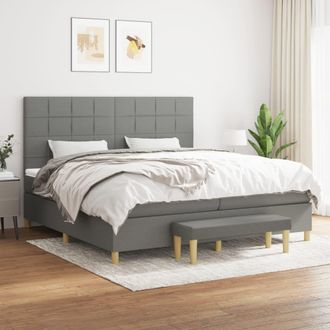 vidaXL Vidaxl - Cama Box Spring Con Colch&oacute;n Tela Gris Oscuro 200x200 Cm
