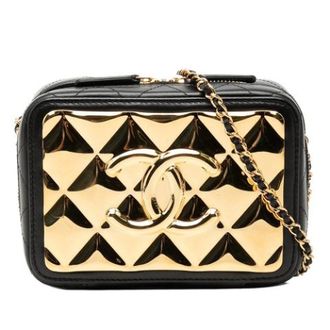 Chanel Pre-owned Vintage Quilted Lambskin Crossbody Bag - Dames - Pre-owned - Zwart - Maat: ONE Size Leer