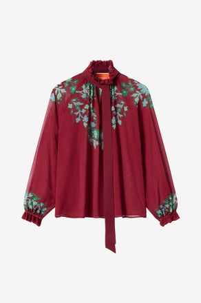 La DoubleJ Bluse mit Puff&auml;rmeln aus Krepp Cererre Regalia Plac&eacute;e