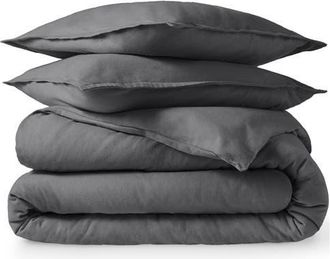 Bare Home 100% Cotton Flannel Duvet Cover & Sham Set in Grey at Nordstrom, Size Twin/twin X-Long