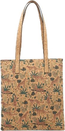 Generic Womens Cork Tote Bag, Ladies Shoulder Handbag with Multiple Compartments, Printed Pattern Design, 35x30x5 cm (Brown Leopard)