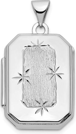 Diamond2Deal 14k White Gold Diamond-cut Brushed 20mm Rectangular Locket Pendant