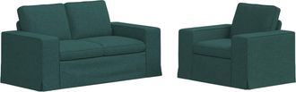 vidaXL Juego De Sof&aacute; 2 Uds. Verde Oscuro Tela Vidaxl