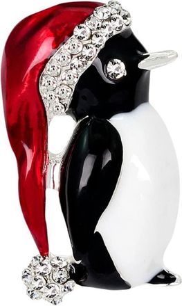 Generic Cute Penguin Brooch Pins Women Rhinestone Breastpins Scarf Shawl Clips Xmas Gift Clever Design Multicoloured