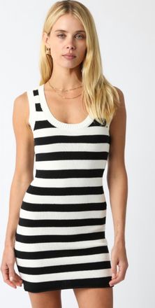 Olivaceous Liliana Knit Tank Dress In Off White/black