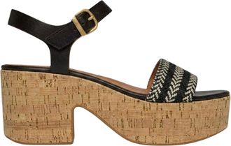 FitFlop Eloise leren plateausandalen voor dames (Zwart)
