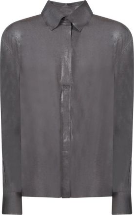Norma Kamali NK Shirt with Collar Stand - Dames - Overhemden - Grijs - S - Polyester - Overhemden