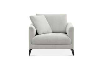 Castlery Lena Armchair Customized, Performance Classic Twill, Medium Grey, Matte Black Legs, Spill Resistant, Removable Covers for Castlery